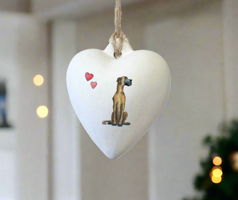 Great Dane Ceramic Heart Bauble